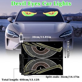 Devil Eyes Light for Cars, USB Flexible Car LED Display, Large Dynamic Devil LED Eyes for Car Trucks Window