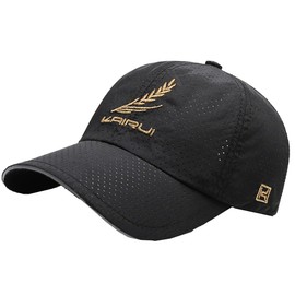One Limitation CP460 Leaf Pattern, Lightweight, Mesh, Baseball Cap, Simple, Sports, Women's, Men's,, Black