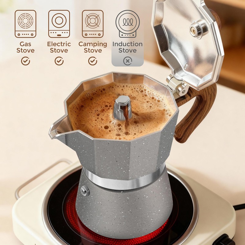 ShanSon Moka Pot Stovetop Espresso Maker 3 Cup 5 oz