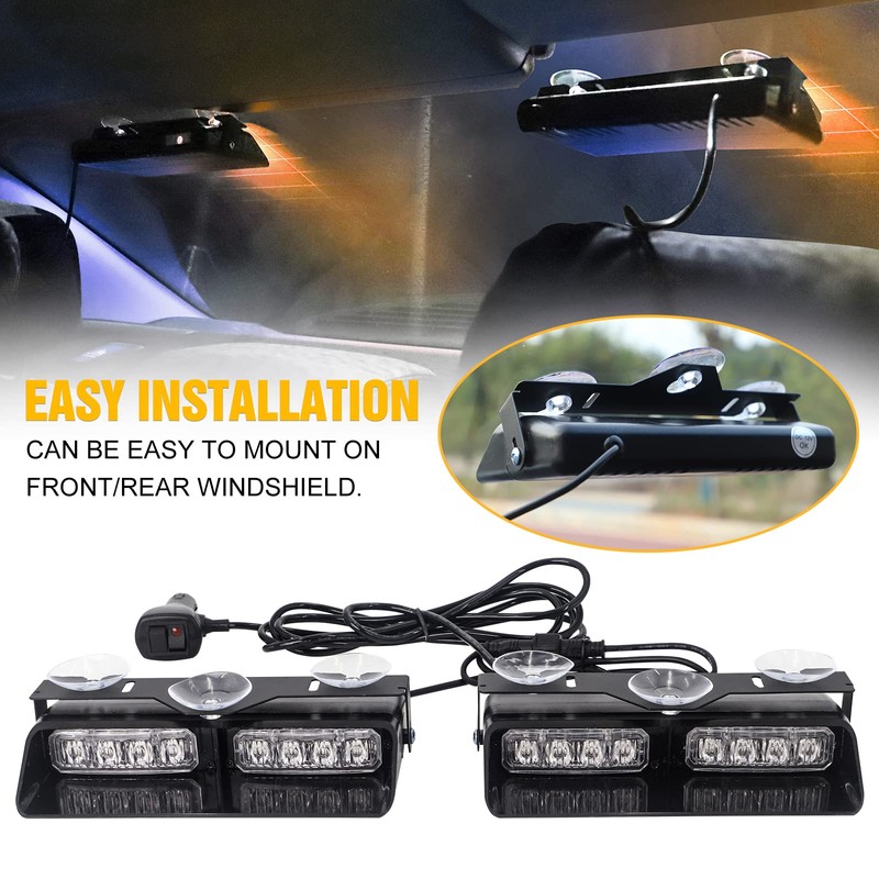 XRIDONSEN 2 in 1 Dash Emergency Strobe Lights Front/Rear Amber