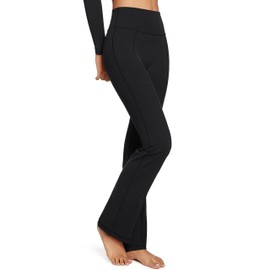 INGIA High Waist Mini Flared Leggings for Women 31" Bootcut Tummy Control Casual Lounge Yoga Pants Black Large