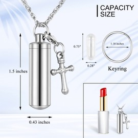 abooxiu Cylinder Cremation Jewelry for Ashes Memorial Urn Necklace for Ashes Stainless Steel Pendant Keepsake Ashes Necklace Keychain Ashes Holder for Men Women