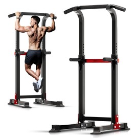 ZENOVA Pull Up Bar Dip Bar Power Tower Workout Dip Station Height Adjustable Free Standing Chin Up Bar for Men Women Teens 300LBS Weight Capacity