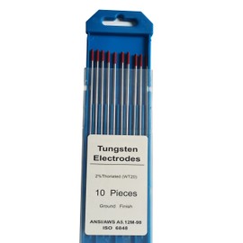 TIG Welding Tungsten Electrodes Diam.1/16 inch, with 2% Thorium, WT20(Red) Thorium Tungsten Welding Rods, 1.6mm x175mm 10pcs Pack.