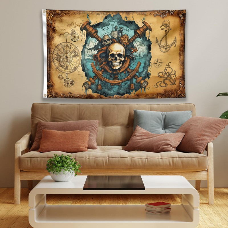 Pirate Flag 90 x 150 cm with Eyelets - Large