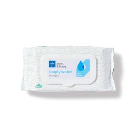 Medline Simply Water Baby Wipes, 99% Water Solution Wipes, 100% Plant-Based Bamboo Fiber Cloth, 60 Count (Pack of 12)