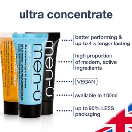 men-u SHAVE CLEANSE DUO – Buddy tube mens skincare starter set 2 x 15ml. Perfect for travelling – Shave Cream & Face Wash men. High-Performance, Long Lasting, Ultra-Concentrate Formula. Up to 30 APPS