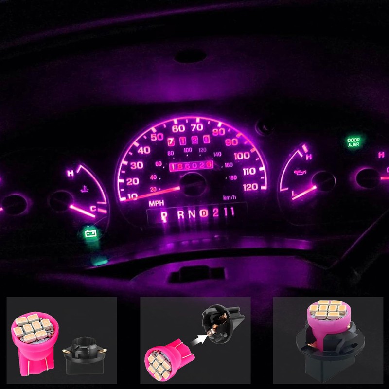Atmufelp Purple/Pink T10 194 168 LED Dashboard Instrument Panel Light