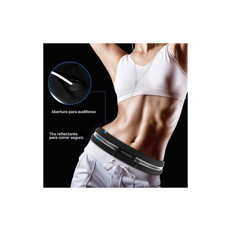 MoKo - Cinturón deportivo para correr, bolsa doble para exteriores,