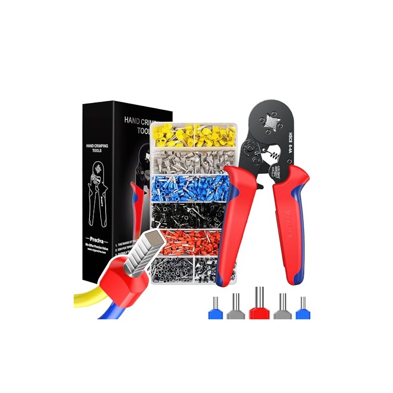 RAMSPIT Crimpadora de Terminales Kit,Juego de 1250Pcs Crimpadora de Alambre
