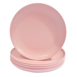 Wheat Straw Plates, Unbreakable Dinner Plate (Pink, 8 In, 6 Pack)