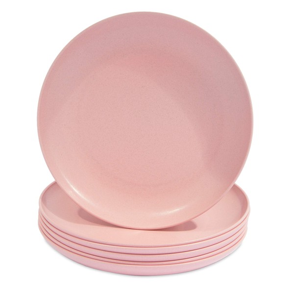 Wheat Straw Plates, Unbreakable Dinner Plate (Pink, 8 In, 6