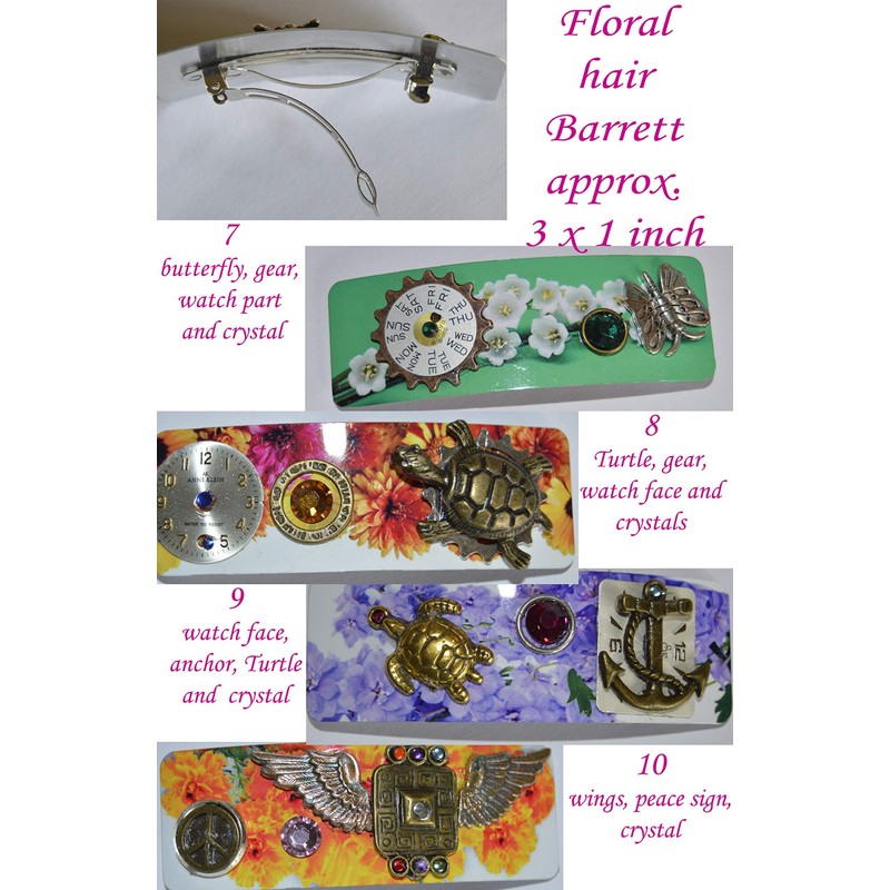 Colorful floral hair barrettes jewelry handcrafted unique art