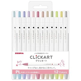 Zebra WYSS22-12CPL Clickart - Bolígrafo a base de agua, juego de colores PL12