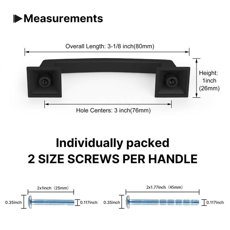 goldenwarm Black Cabinet Handles 3 inch Drawer Pulls,10 Pack -