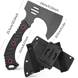 Ccanku C1391 Camping Axe Camping Hatchet,DC53 Steel Blade with Micarta Handle Survival Hatchets Bushcraft Axe with Kydex Sheaths for Camping Hiking and Chopping Wood(Black)
