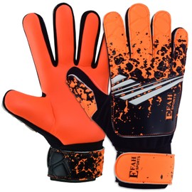 Efah Sports - Guantes de portero de fútbol para niños, jóvenes, guantes de portero de fútbol con palmas de protección de súper agarre (talla 4, adecuada para niños de 6 a 9 años, color naranja)