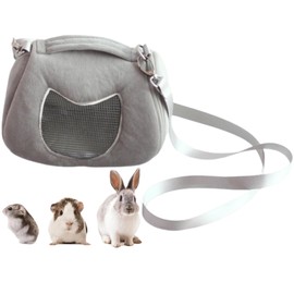 Small Pet Carrier Bag with Adjustable Shoulder Strap Hamster Travel Cage Breathable Rat Carrier Portable Travel Carrier for Guinea Pig Birds Bearded Dragon Hedgehog (Grey)