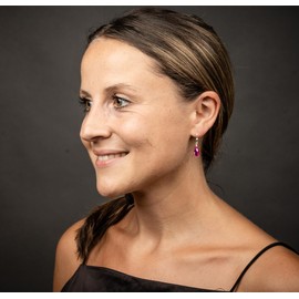 Schöner-SD Earrings 925 Silver with Small Briolett Drops Crystals, Silver