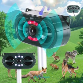 Repelente de animales ultrasónico solar para gatos, ardillas, ciervos, mapaches