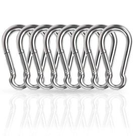 Carabiner 304 Stainless Steel Carabiner, Strong Spring Hook Keychain, Multi-functional, SUS304 Carabiner, Outdoor Travel, Fishing, Fishing Gear, Trekking, Fall Prevention (M4 8)