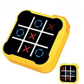 Tic Tac Toe, 4 in 1 Handheld Educational Game Machine, Electronic Tic Tac Toe Game for Education and Memory Growth, Home, Toy Board Game for Kids and Adults (Yellow)