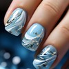 OCOUYVD Square Fake Nails Short Press on Nails Golden Foil