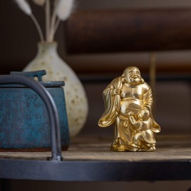 The Seven Lucky Gods Hotei (Gold Plated/24K Gold) Buddha Master: Shuun Makita Sculpture Sculpture Figurine Takaoka Copperware (Hotei 7 fg)