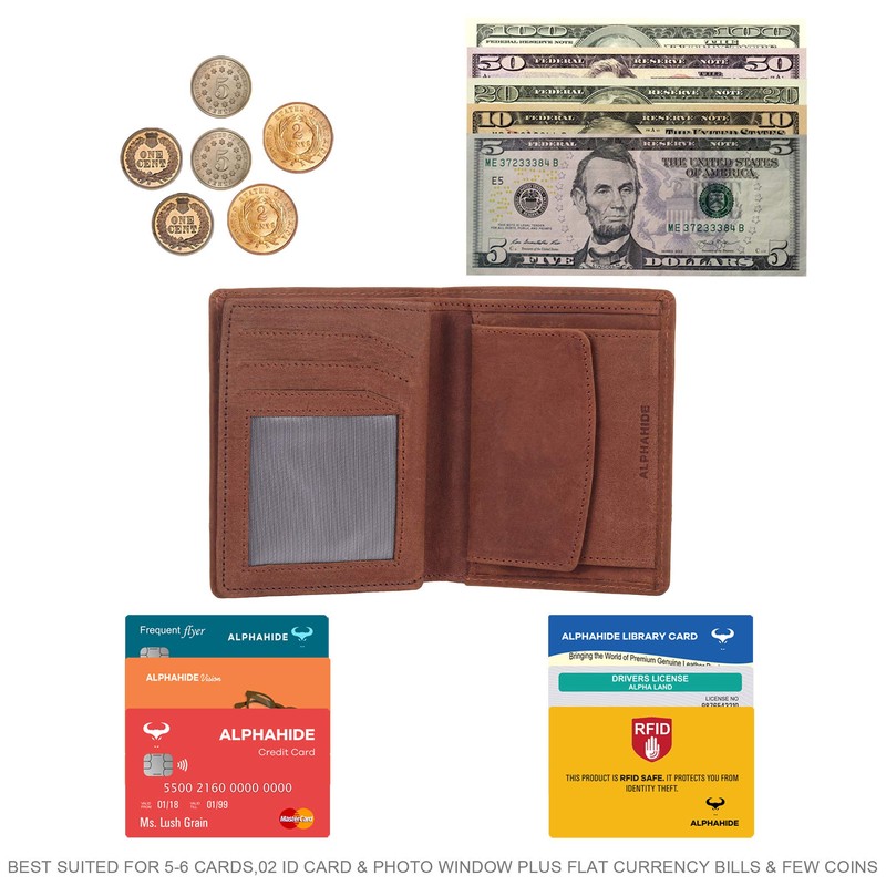 AlphaHide Men’s RFID Blocking Bifold Wallet - Premium Leather -