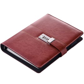 Business Journal, B5 Creative Leather Diary With Combination Lock, Combination Lock Diary, 100 sheets/200 Pages, Traveler's Notebook Journal For Parents Friends Children Classic Vintage (Red)