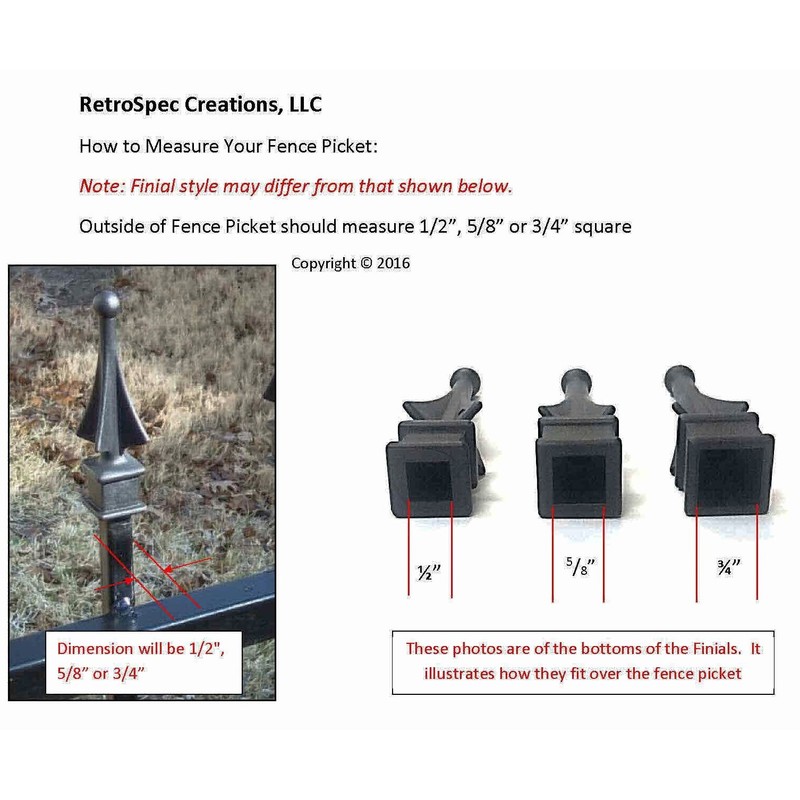 Retrospec Creations 25 Each for 5/8” Black Plastic Finial Tops