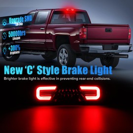 LUDARM Smoke Lens LED 3rd Brake Light Compatible with Silverado Sierra 1500 2014-2018 2500HD 3500HD 2015-2019 Silverado 1500LD/ Sierra1500 Limited 2019 Third Brake Cargo Lamp sassembly
