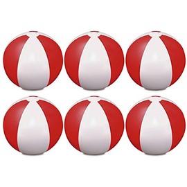 eBuyGB Pack of 12 Inflatable Colour Ball - Beach Pool Game, Red, 22 cm/9"