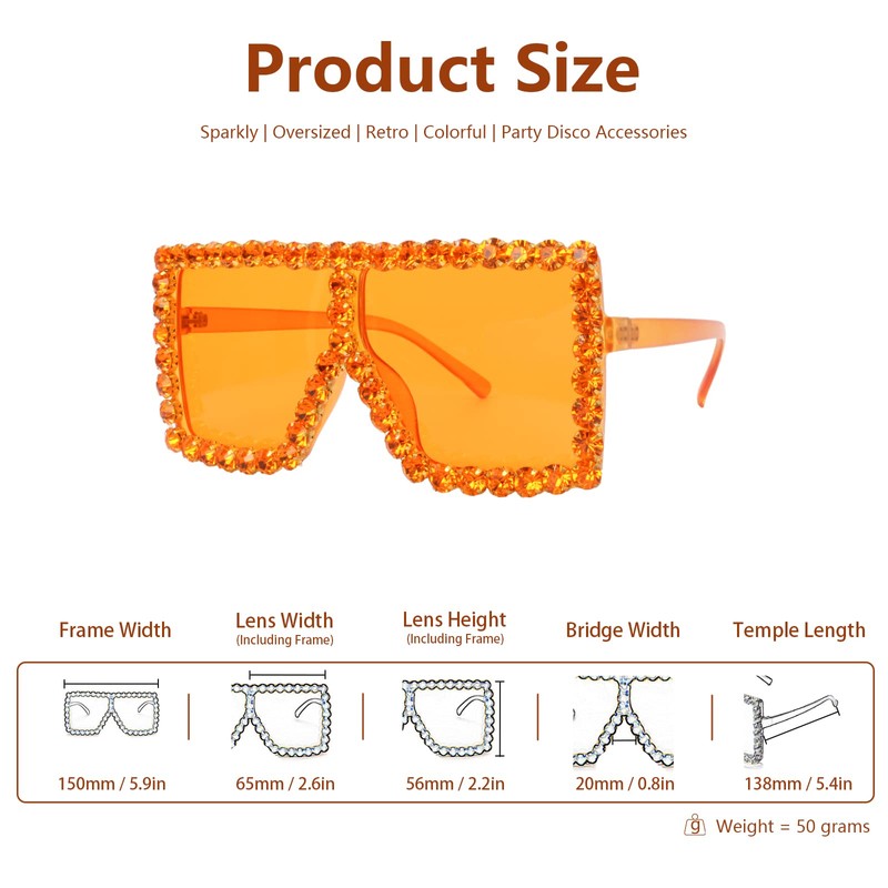 ailov Oversized Trendy Bling Crystal Sunglasses for Men Women Party