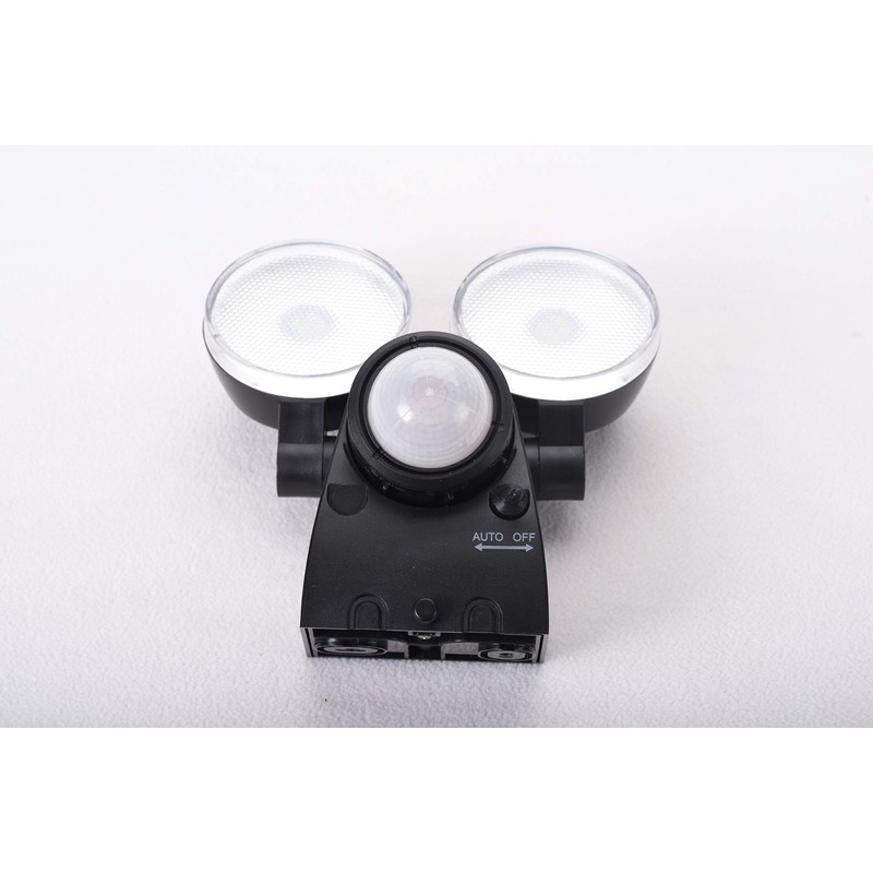 Maxsa 43218RS Battery-Powered Motion-Activated Dual-Head LED Security Spotlight, Black