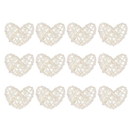 MECCANIXITY 12Pcs Heart Shaped Rattan Ball Vase Filler Natural Rattan for Valentine's Day Decoration Wedding Home Decoration White 2 in
