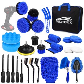 26Pcs Car Detailing Brush Set, Car Detailing Kit, Car Detailing Brushes, Car Cleaning Kit (without Drill), Car Windshield Cleaning Tool, Professional Car Care kit - Car Wash Brush kit for Interior Exterior Wheels:_20Pcs-