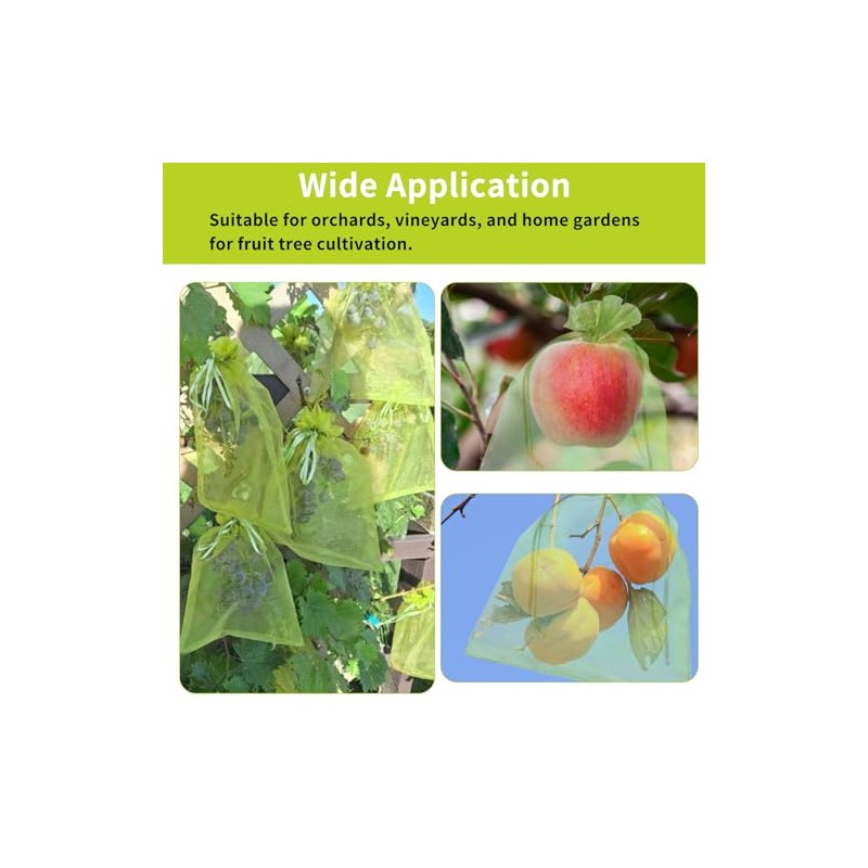 100PCS Fruit Protection Bags - Drawstring Mesh Covers for Gardens