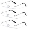V.W.E. 3 Pairs Men Metal Fully Rimless Rectangular Reading Glasses