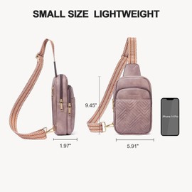 BOSTANTEN Sling Bag Quilted Crossbody Bags for Women Cross Body Purse Leather Fanny Pack with Adjustable Guitar Strap