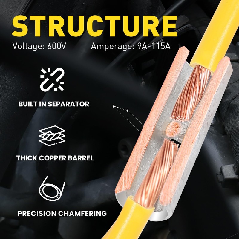 haisstronica Non Insulated Butt Connectors Kit, 100pcs Tinned Copper Uninsulated