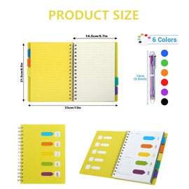 Hardcover Spiral Notebook, A5 Notebook with Index,A5 Spiral Notebook, Spiral Journal, Subject Notebook for work,Students, Office, Home,Writing Planner