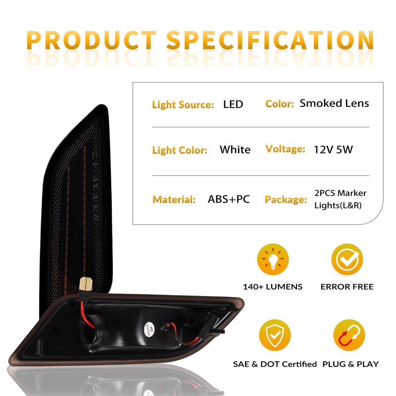 DERMOKA LED Side Marker Lights for 2012-2014 M'ercedes-Benz Pre-LCI W204