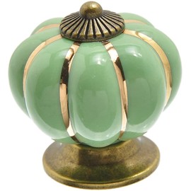 POFET 10pcs Ceramic Door Knobs Vintage Pumpkin Cabinet Drawer Pulls Cupboard Handles Furniture Home Decoratin Light Green
