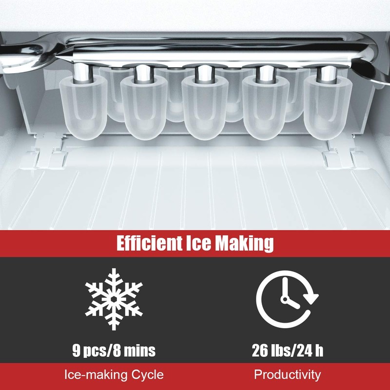 Posdutti Ice Maker Machine for Countertop, Bullet-Shaped Ice Cubes Ready
