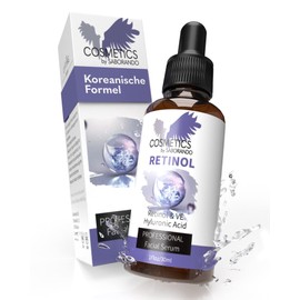 Korean Skincare by Saborando Korean Cosmetics Retinol Serum High Dose + Hyaluronic Acid + Vitamin C Effective Against Wrinkles, Anti-Ageing & Pores Reducing in One Product