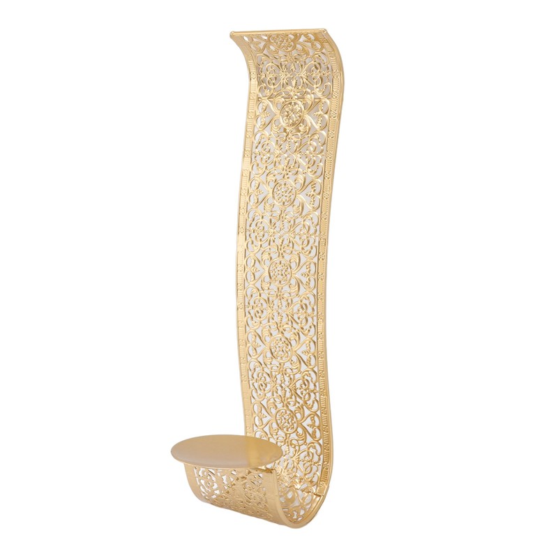 Shelving Solution Wall Sconce Candle Holder Gold Hollow Carved Exquisite
