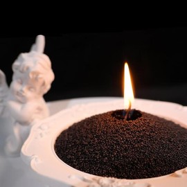 Candle Sand with Wicks,Colored Pearled Candle 21.4 Oz, DIY Bead Powder Sand Wax Making kit Refillable Non Toxic for Handmade, Wedding and Party Decorations Black Unscented - Color: Purple