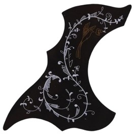 Black Self Adhesive Acoustic Guitar Pickguard Pick Guards Scratch Plate,Hummingbird and Water Shaped Self Adhesive, Cool Guitar Accessories Gifts Acoustic and Classical Guitar Parts(ZS379)