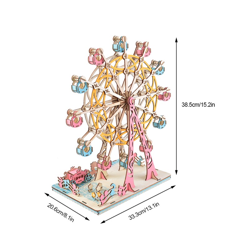 3D Cartoon Wooden Jigsaw Ferris Wheel Puzzle Toy for Kid